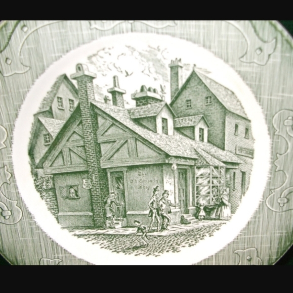 Vintage The Old Curiosity Shop By Charles Dickens Royal USA Co Green China Plate - Picture 3 of 6